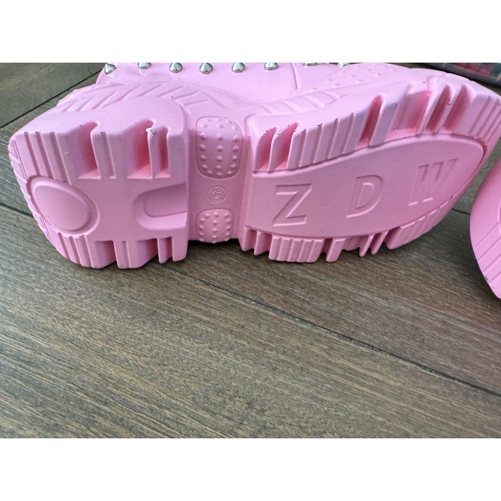 Anthony Wang Space Candy Pink Patent Platform Sneakers Studded Chain Size 7 - Picture 10 of 12